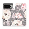 Flipové pouzdro Mobiwear - Google Pixel 9 Pro XL - MX06S Květy na šedém pozadí (Knížkové flip pouzdro, obal, kryt na mobil Google Pixel 9 Pro XL - MX06S Květy na šedém pozadí, materiál Umělá kůže + TP