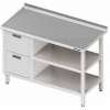 Přístěnný stůl, blok se dvěmi zásuvkami po levé straně a dvěmi policemi 900x700x850 mm | STALGAST, 980287090 inox