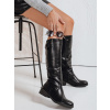 Čierne dámske vysoké čižmy na podpätku, podpätok 4 cm ZY1087 37