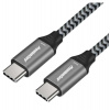 PremiumCord USB-C kabel ( USB 3.2 GEN 2, 3A, 60W, 20Gbit/s ) bavlněný oplet, 1m (ku31cr1)