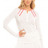 Dámske trička (dlhý rukáv) Lucky in Love Core Whites Raglan Zip L/S - white/coral crush - Biely (XL)