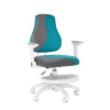 Detská rastúca stolička Neoseat KINDER WHITE PLUS — látka, sivá / tyrkysová