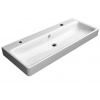 SAPHO SAND 120 x 50cm umývadlo hranaté, s 2 otvormi, s prepadom, keramické, biele, 9024211