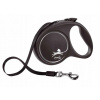 Flexi Čierny dizajnový automatický vodítko pre psa čierno/strieborné L 5m páska