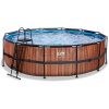 Bazén s pieskovou filtráciou Wood pool Exit Toys kruhový oceľová konštrukcia 488*122 cm hnedý od 6 rokov