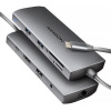 AXAGON HMC-8HLSA, USB 5Gbps hub, 3x USB-A, HDMI 4k/60Hz, RJ-45 GLAN, SD/microSD, audio, PD 100W, kábel USB-C 20cm Axagon