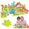 Drevené kocky Classic World Build a City (DREVENÉ BLOKY HÁDANKA VZDELÁVACIE HÁDANKA MESTO MONTESSORI XXL SET)