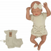 Z&Z 3-dielna sada body, kraťasky, čelenka s mašľou - olivová 74 (6-9m)