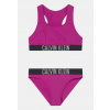 Detské plavky - Calvin Klein Dva kusové oblečenie. 140 Purple (Calvin Klein Girls Logo 140-152 ZCI)