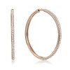 MINET JMAN0633RE04 - MINET Rose gold stříbrné náušnice hranaté kruhy 4 cm s bílými zirkony