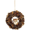 Veniec MagicHome Vianoce, prírodný, závesný, hnedý, so sovou, 30x8 cm