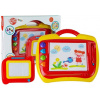 LEAN Toys Magnetická tabuľka na kreslenie s pečiatkami, sada 2 ks, modrá a žltá