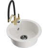 Mexen Diego, 1-komorový granitový drez 488x488x167 mm a drezová batéria Duo, biela, 6512-20-671701-57-B