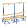 Šatníková lavica s vešiakovou stenou, obojstranná, 200 cm, modrá, smrekové laty