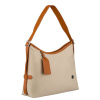 Béžová dámska kabelka z polyesteru a ekokože vybavená vonkajším vreckom - Peterson