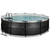 Bazén s pieskovou filtráciou Black Leather pool Exit Toys kruhový oceľová konštrukcia 488*122 cm čierny od 6 rokov