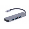 Gembird A-CM-COMBO2-01 USB-C® (USB 3.1) MultiPort húb sivá; A-CM-COMBO2-01