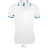 SOL's Collection Polokošile Pasadena Men, piqué, krátký rukáv, pánská COT25057775804-white/aqua XL Bílá/aqua modrá
