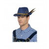 Bavorský klobúk - modrý s pierkami