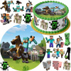 SADA JEDLÝ OBRÁZOK NA TORTU 20 CM + 23 POSTAVIČIEK - PIXELY HRA PRE HRÁČA + MENO