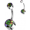 Titánový piercing do pupku s vnútorným závitom a Swarovski zirkónmi Farba: Vitrážové - stredná, Dĺžka / priemer: 10 mm, Veľkosť koncovky: 5 & 8 mm