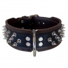 Obojok kožený 6cm + ostne - hnedý čierny (obvod 52-60cm)