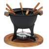 KELA Fondue set COUNTRY 11-dielny liatina / drevo
