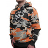 Alpha Industries Basic Hoody Camo pánska mikina Orange Grey Camo Veľkosť: XL, Farba: oranžová