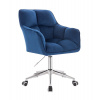 LuxuryForm DESIGN Kozmetické kreslo AMALFI VELUR na striebornej podstave s kolieskami - modré