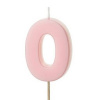 PartyDeco Narodeninová sviečka číslo 0, svetlo ružová 5,5 cm