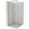 Mexen Mist-B, 1-krídlový výklopný sprchový kút 75 x 75 cm, číre sklo, zlatý lesklý profil, 8A2T-075-075-50-00