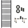 CERANO - Kúpeľňový radiátorový set Stefano - ústredné vykurovanie - bočné pripojenie - 677W - čierna matná - 1210x650 mm