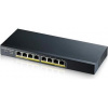 Zyxel GS1900-8HP, 8-port GbE L2 PoE Smart Switch, 802.3at, desktop, fanless, 70 Watt GS1900-8HP-EU0103F