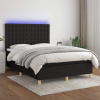 vidaXL Posteľ boxsping s matracom a LED čierna 140x190 cm látka