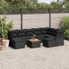 VidaXL 10-dielna záhradná sedacia súprava, čierne podušky, PE ratan