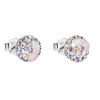 Strieborné náušnice pecka s kryštálmi Swarovski ružové okrúhle 31136.3