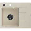 Mexen Ben granitový drez s 1 komorou a odkvapkávačom, ľavý 600 x 500 mm, béžový, sifón čierny - 6522605000-69-B
