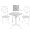 Bistro set kovového záhradného sedenia stôl a dve stoličky v bielej farbe 60x60x70cm/39x39x94 cm 44230