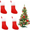 Sada 4 Vianočných Ponožiek na Krb na Darčeky Bielo-Červené