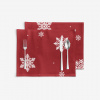 Goldea vianočné prestieranie na stôl 100% bavlnené plátno - snehové vločky na červenej - sada 2ks 30 x 40 cm