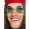 Okuliare - HIPPIE RETRO LENNON STYLE - zelené, strieborný rám