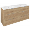 Sapho CIRASA umyvadlová skříňka 139,6x75x46cm, 3x zásuvka, dub alabama