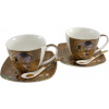 HOME ELEMENTS Porcelánová šálka a podšálka 2 x 250 ml, Klimt Bozk, zlatý