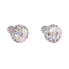 Strieborné náušnice pecka s kryštálmi Swarovski ružové okrúhle 31336.3 magic rose