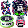SADA JEDLÝ OBRÁZOK NA TORTU 20 CM + 16 POSTÁV - GAMER PAD HRY + MENO 15 CM 18 CM