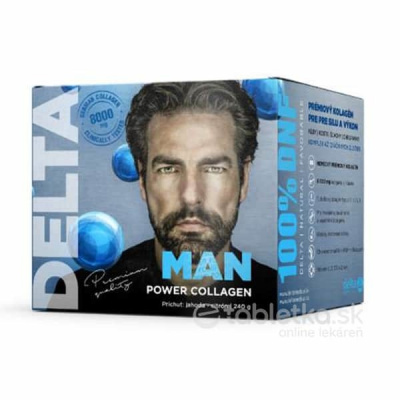 Delta Man Power Collagen prášok na prípravu nápoja, rozpustný kolagén, príchuť jahoda citrón 240 g