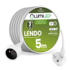 Sieťový predlžovací kábel s uzemnením napájacia lišta 1 zásuvka 5m biely šnúra Lendo Lumiled
