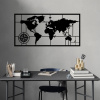 Hanah Home Nástenná kovová dekorácia Mapa sveta kompas II 121x60 cm čierna