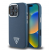 Guess PU Grained Triangle Logo Zadný Kryt pre iPhone 16 Pro Blue