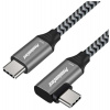 PremiumCord USB-C zahnutý kabel ( USB 3.2 GEN 2x2, 5A, 100W, 20Gbit/s ) 2m hliníkové krytky konektorů, bavlněný oplet (ku31cu2)
